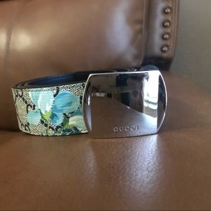 Blue Gucci GG Blooms Belt